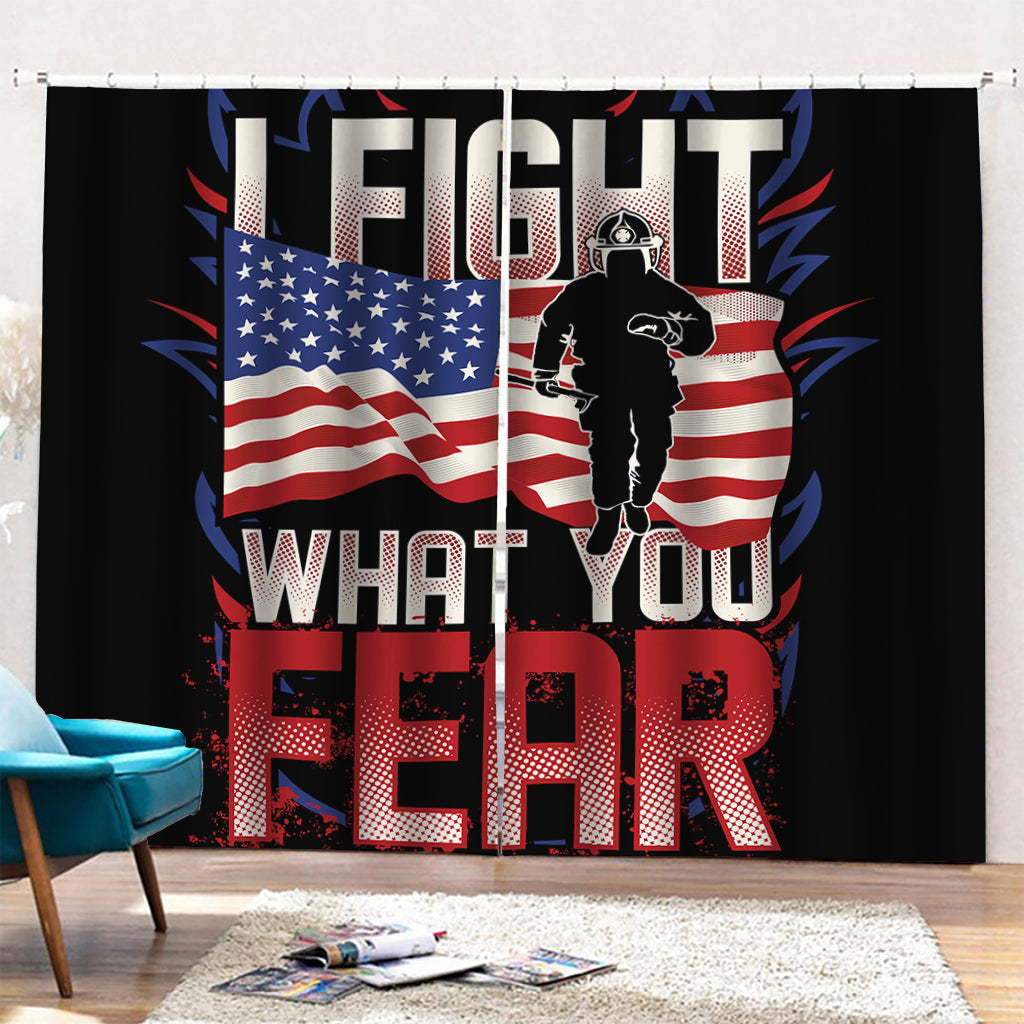 Firefighter I Fight What You Fear Print Pencil Pleat Curtains