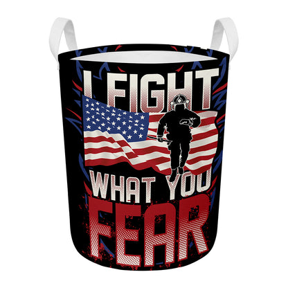 Firefighter I Fight What You Fear Print Round Laundry Basket