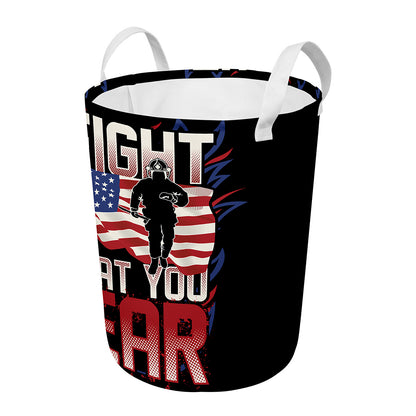 Firefighter I Fight What You Fear Print Round Laundry Basket