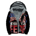 Firefighter I Fight What You Fear Print Sherpa Lined Zip Up Hoodie
