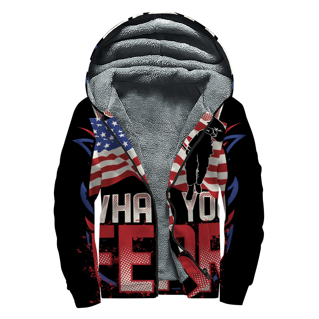Firefighter I Fight What You Fear Print Sherpa Lined Zip Up Hoodie