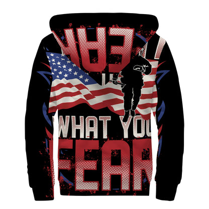 Firefighter I Fight What You Fear Print Sherpa Lined Zip Up Hoodie
