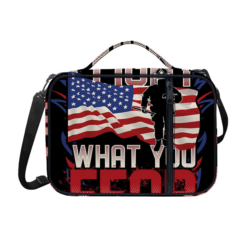 Firefighter I Fight What You Fear Print Shoulder Strap Bible Bag