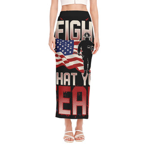 Firefighter I Fight What You Fear Print Side Slit Maxi Skirt