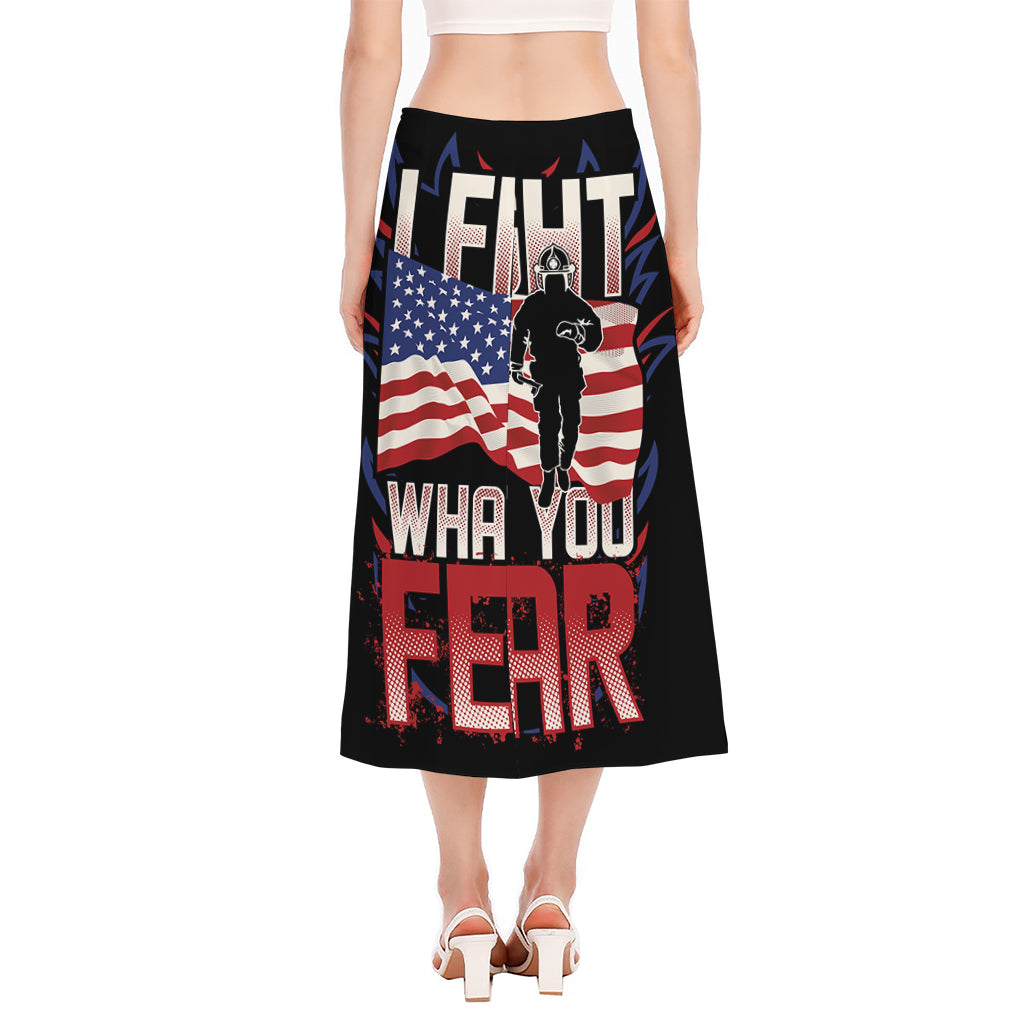 Firefighter I Fight What You Fear Print Side Slit Midi Skirt