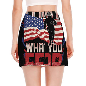 Firefighter I Fight What You Fear Print Side Slit Mini Skirt