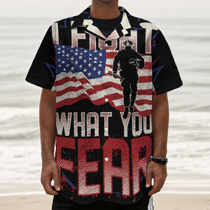 Firefighter I Fight What You Fear Print Textured Short Sleeve Shirt