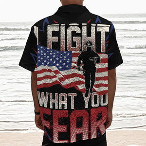 Firefighter I Fight What You Fear Print Textured Short Sleeve Shirt