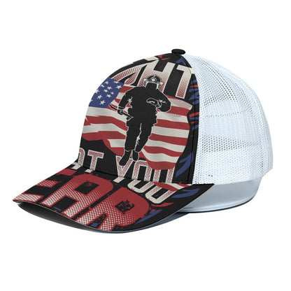 Firefighter I Fight What You Fear Print White Mesh Trucker Cap
