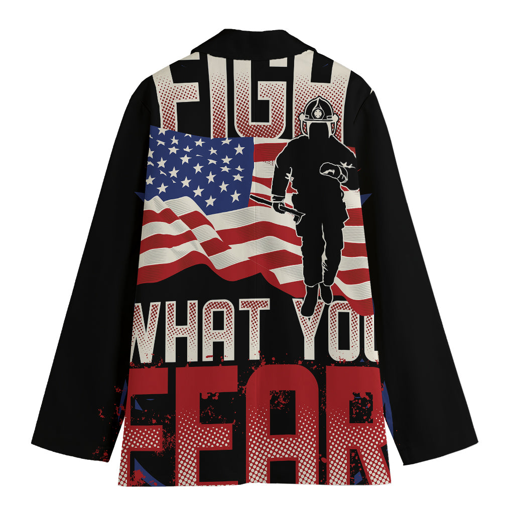 Firefighter I Fight What You Fear Print Women's Cotton Blazer