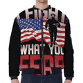 Firefighter I Fight What You Fear Print Zip Sleeve Bomber Jacket