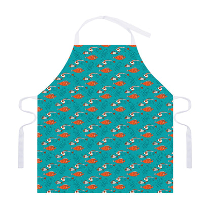 Fish And Jellyfish Pattern Print Adjustable Apron