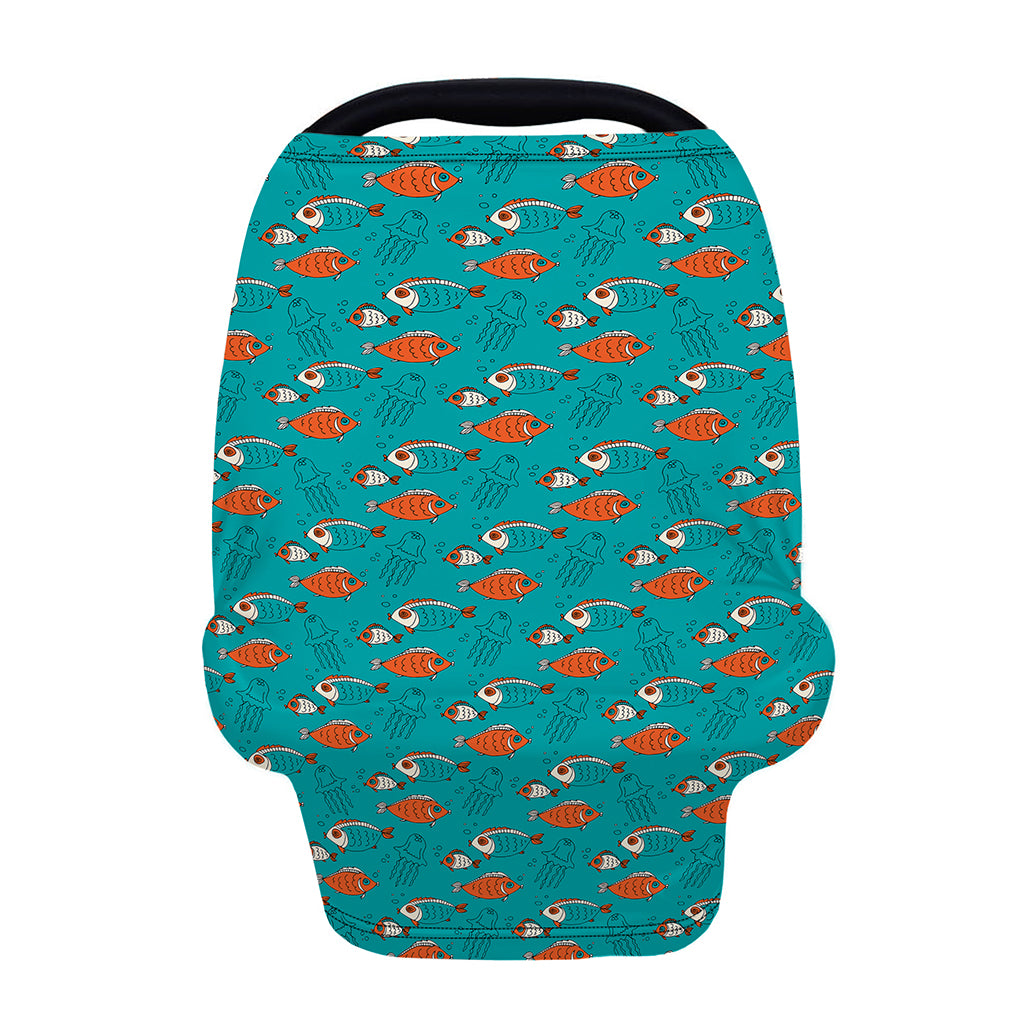 Fish And Jellyfish Pattern Print Baby Seat Cover