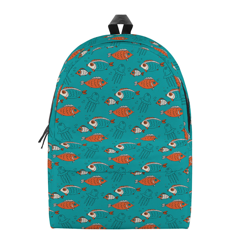 Fish And Jellyfish Pattern Print Backpack