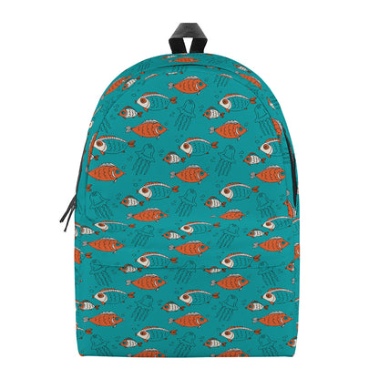 Fish And Jellyfish Pattern Print Backpack
