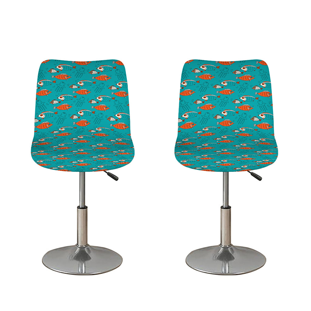 Fish And Jellyfish Pattern Print Bar Stool Covers