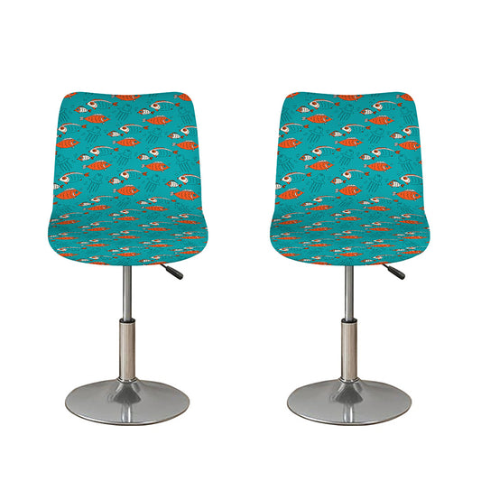 Fish And Jellyfish Pattern Print Bar Stool Covers
