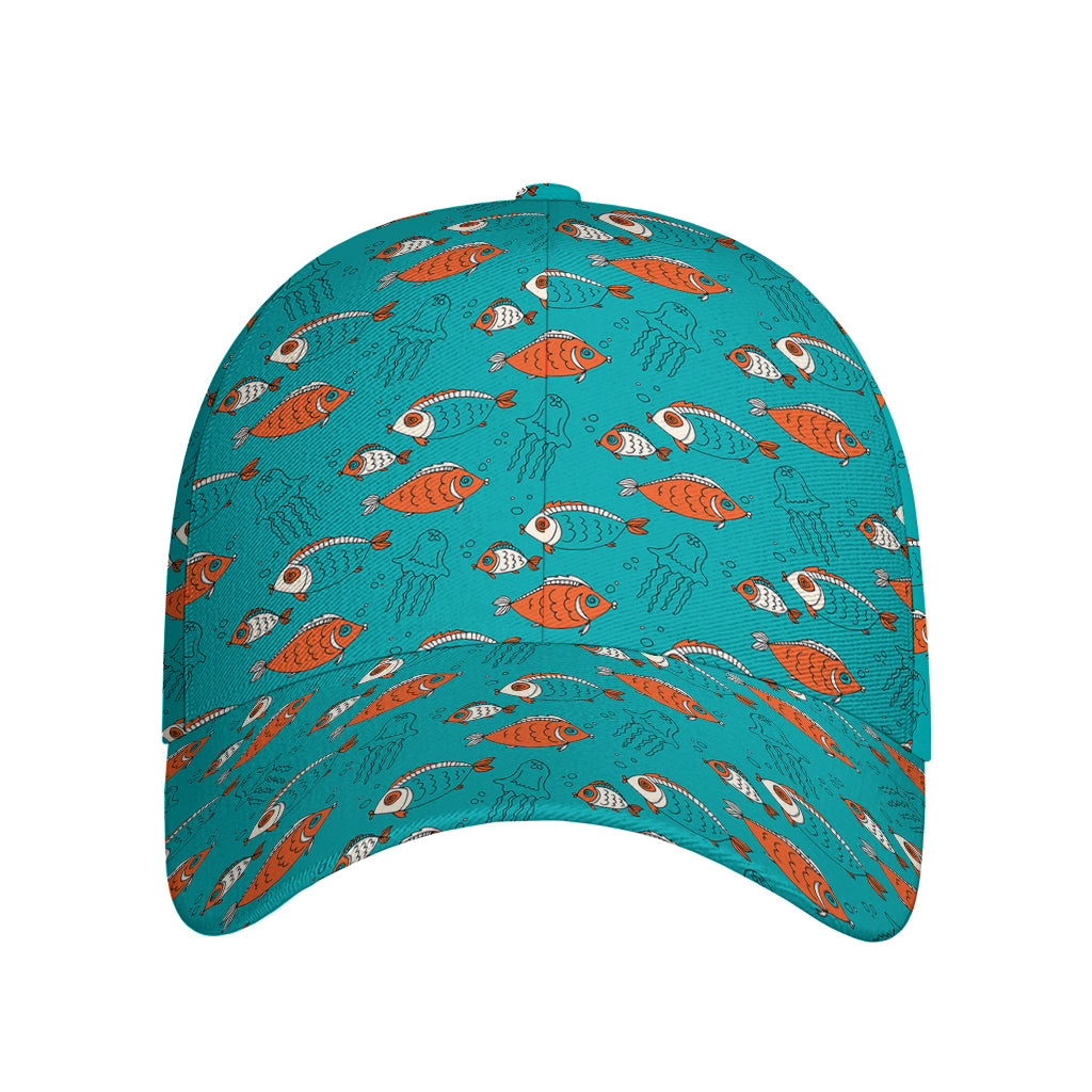 Fish And Jellyfish Pattern Print Baseball Cap