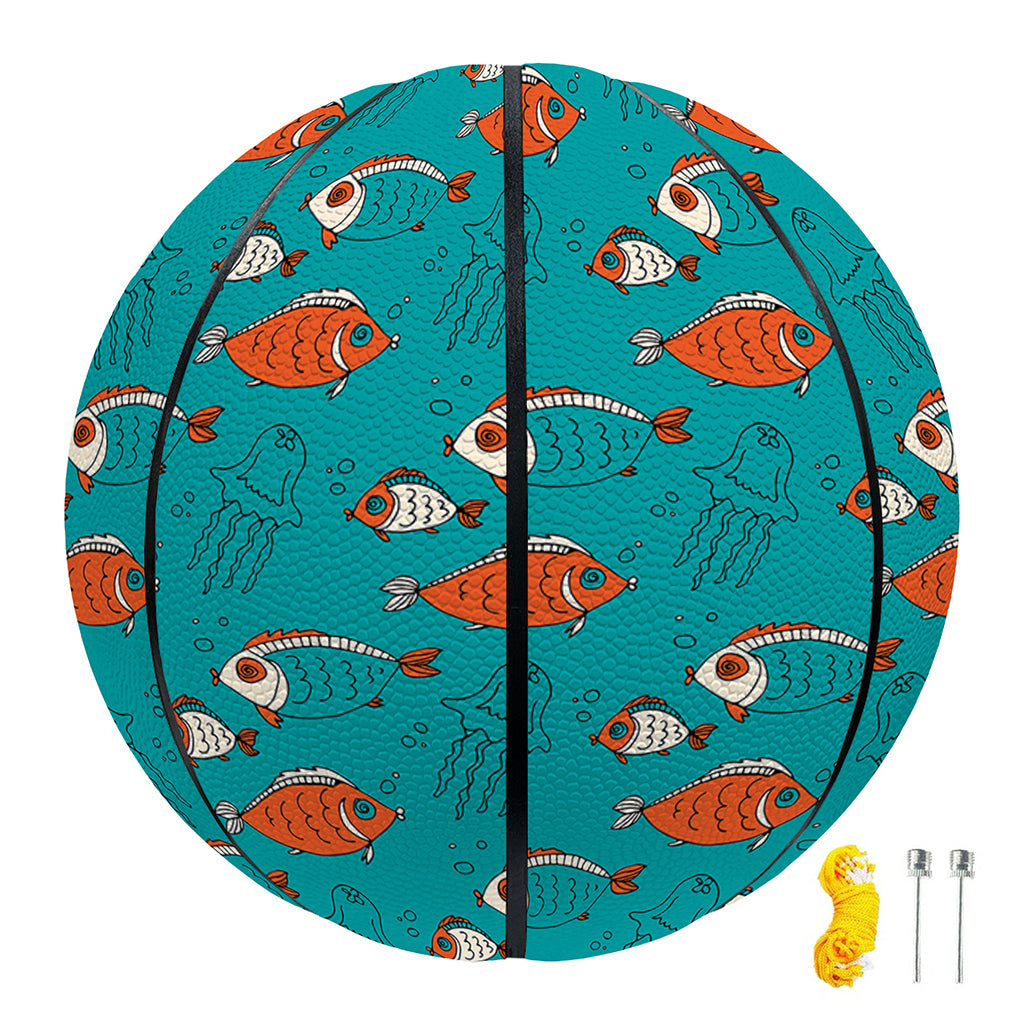 Fish And Jellyfish Pattern Print Basketball