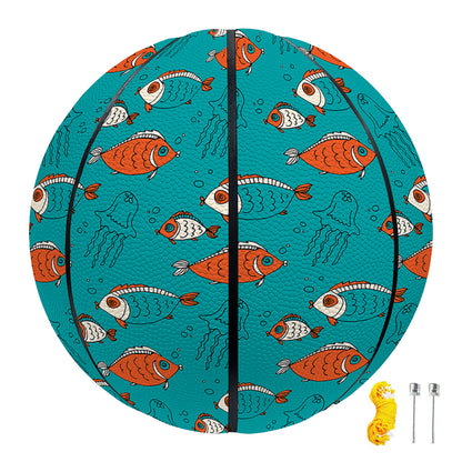Fish And Jellyfish Pattern Print Basketball