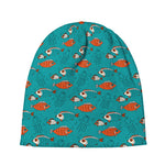 Fish And Jellyfish Pattern Print Beanie
