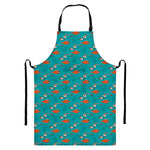Fish And Jellyfish Pattern Print Bib Apron With Pocket