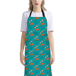 Fish And Jellyfish Pattern Print Bib Apron With Pocket