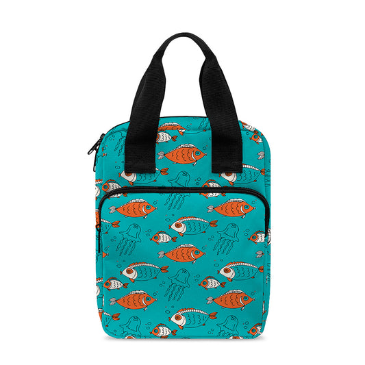 Fish And Jellyfish Pattern Print Bible Tote Bag