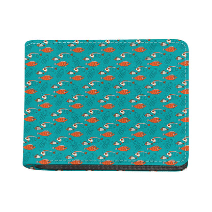 Fish And Jellyfish Pattern Print Bifold Wallet