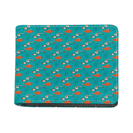 Fish And Jellyfish Pattern Print Bifold Wallet