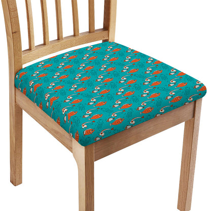 Fish And Jellyfish Pattern Print Chair Cushion Cover