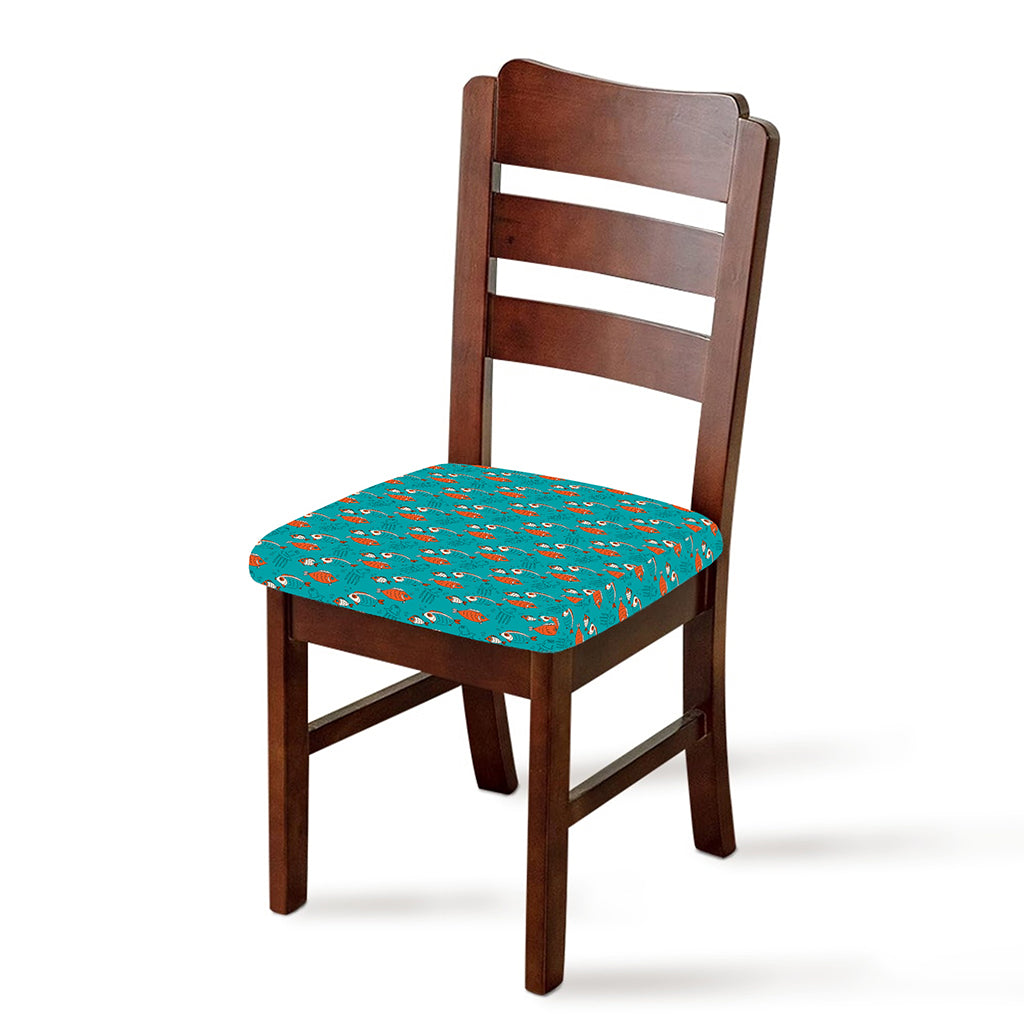 Fish And Jellyfish Pattern Print Chair Cushion Cover