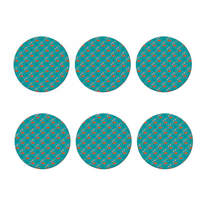 Fish And Jellyfish Pattern Print Coaster Set