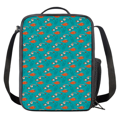Fish And Jellyfish Pattern Print Crossbody Lunch Bag