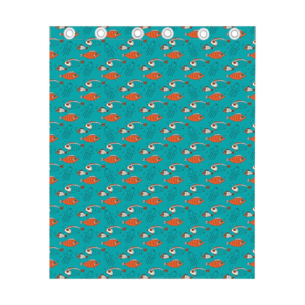 Fish And Jellyfish Pattern Print Curtain