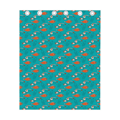 Fish And Jellyfish Pattern Print Curtain