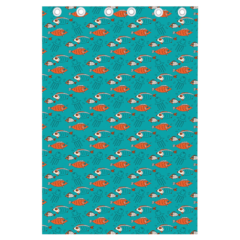 Fish And Jellyfish Pattern Print Curtain