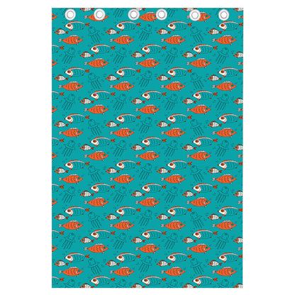 Fish And Jellyfish Pattern Print Curtain