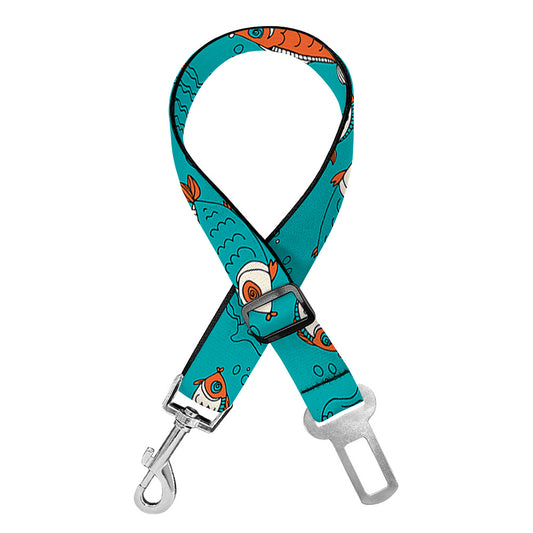 Fish And Jellyfish Pattern Print Dog Seat Belt