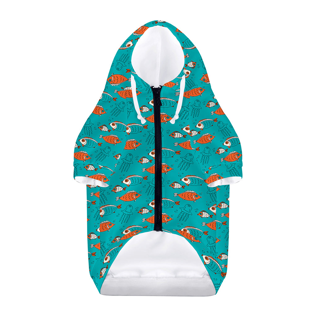 Fish And Jellyfish Pattern Print Dog Zip Up Hoodie