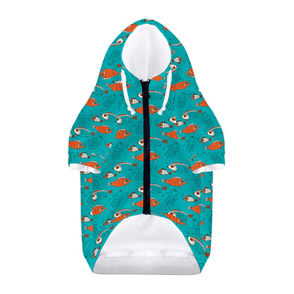 Fish And Jellyfish Pattern Print Dog Zip Up Hoodie