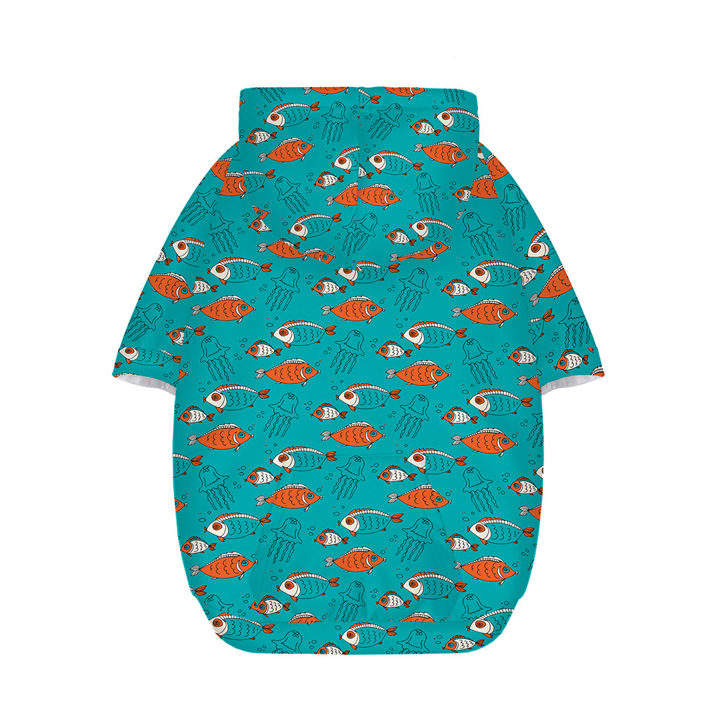 Fish And Jellyfish Pattern Print Dog Zip Up Hoodie