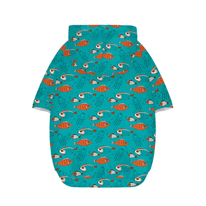 Fish And Jellyfish Pattern Print Dog Zip Up Hoodie