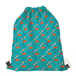 Fish And Jellyfish Pattern Print Drawstring Bag