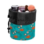 Fish And Jellyfish Pattern Print Drawstring Makeup Bag