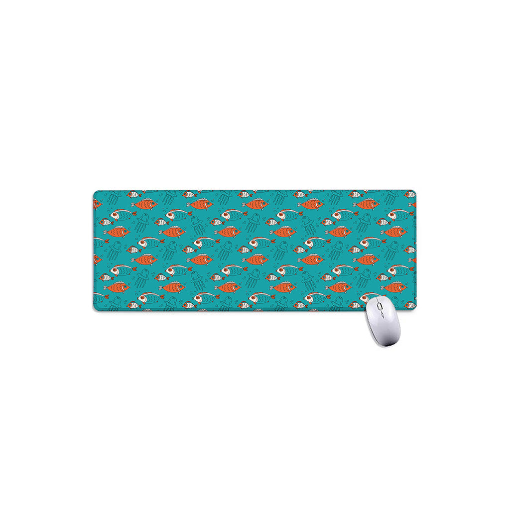Fish And Jellyfish Pattern Print Extended Mouse Pad