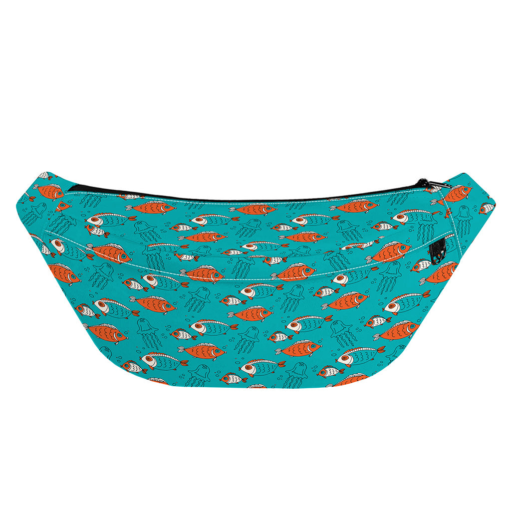 Fish And Jellyfish Pattern Print Fanny Pack