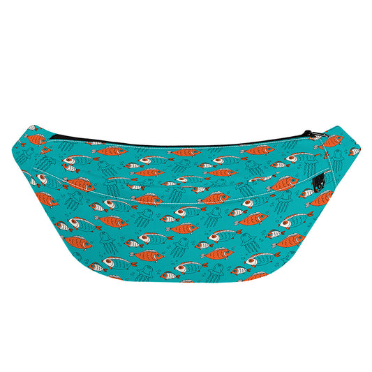 Fish And Jellyfish Pattern Print Fanny Pack