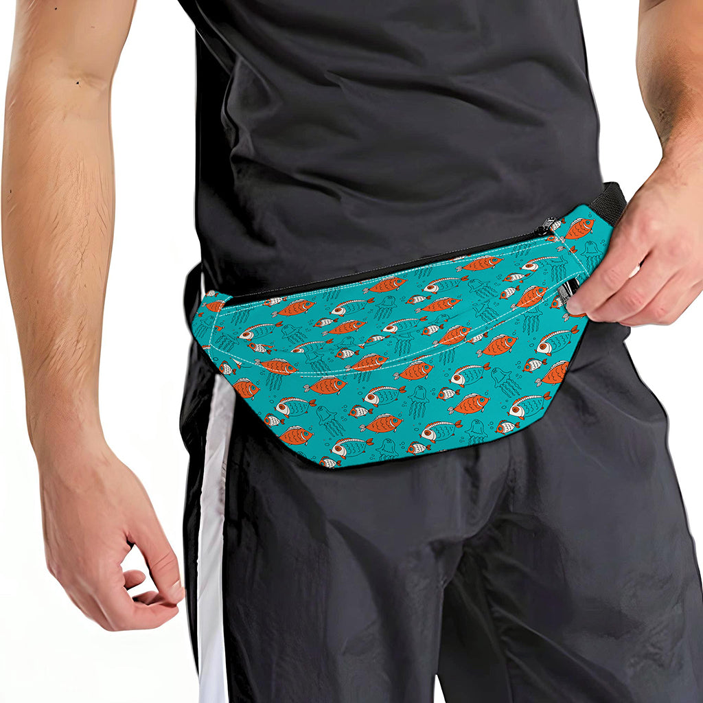 Fish And Jellyfish Pattern Print Fanny Pack