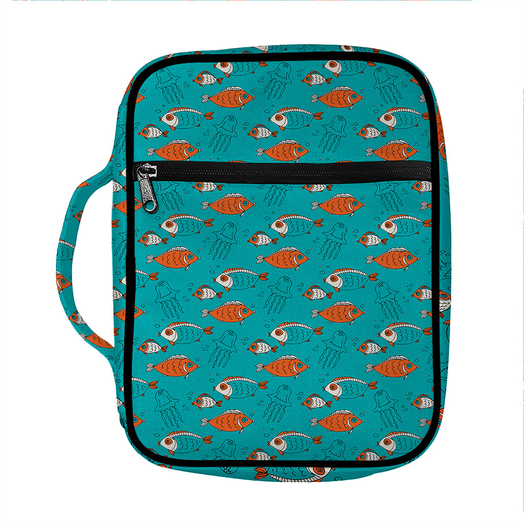 Fish And Jellyfish Pattern Print Front Pocket Bible Bag